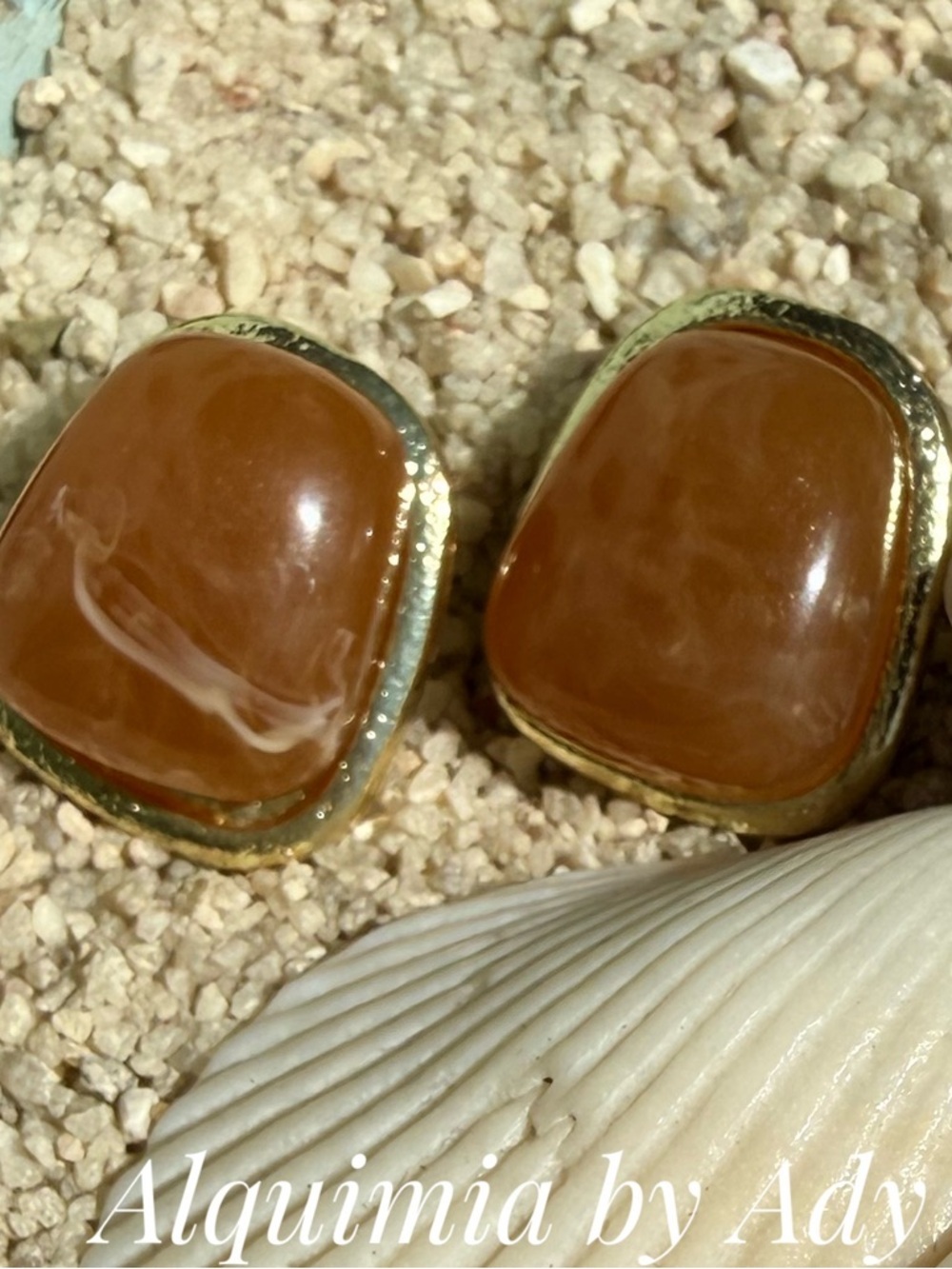 Alquimia Gold-Tone Earrings with Warm Amber Stones